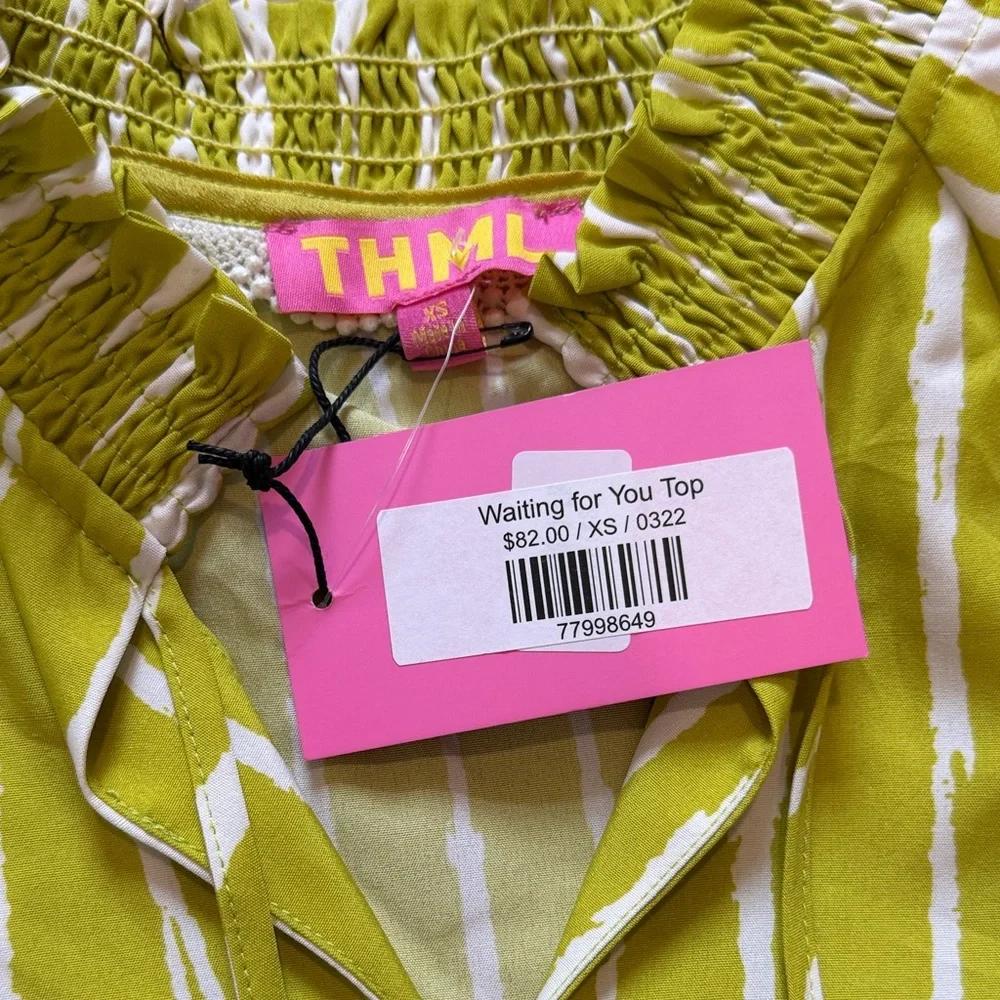 NWT THML Lime Green Embroidered Top - Picture 3 of 6